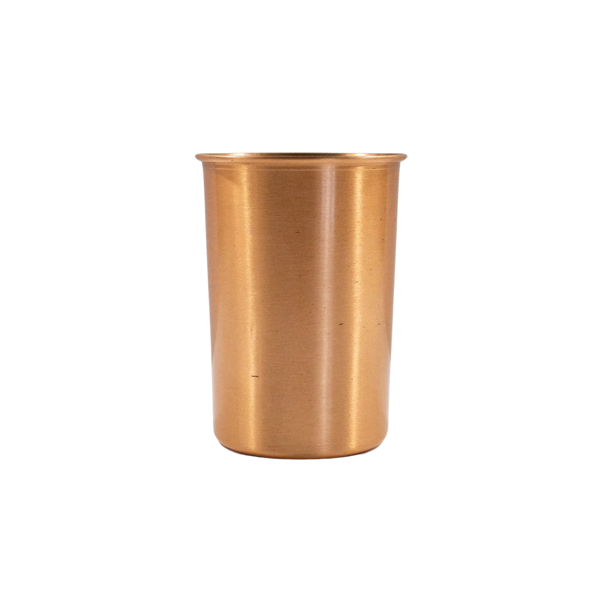 copper colored cylindrical container on a white background