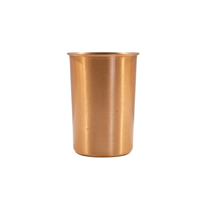 copper colored cylindrical container on a white background